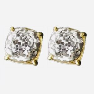 KATE SPADE NEW YORK ♠️ GOLD PLATED SILVER GLITTER SQUARE STUD EARRINGS
